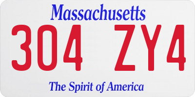 MA license plate 304ZY4