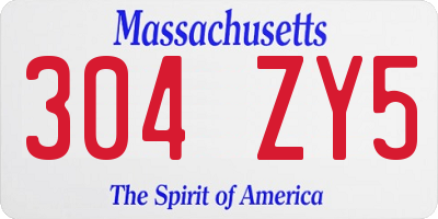 MA license plate 304ZY5