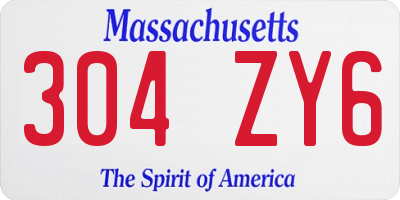 MA license plate 304ZY6
