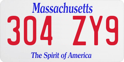 MA license plate 304ZY9