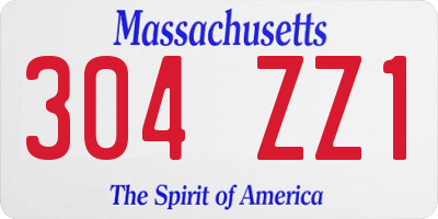 MA license plate 304ZZ1