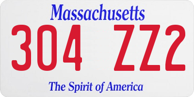 MA license plate 304ZZ2