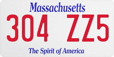 MA license plate 304ZZ5