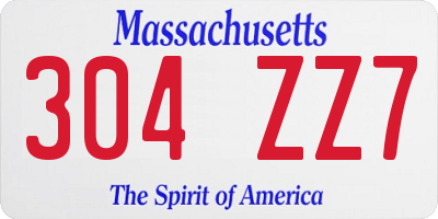 MA license plate 304ZZ7