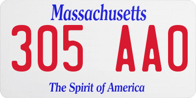 MA license plate 305AA0