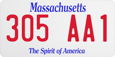 MA license plate 305AA1
