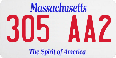 MA license plate 305AA2