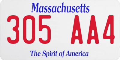 MA license plate 305AA4