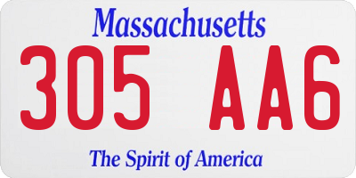 MA license plate 305AA6
