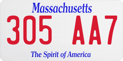 MA license plate 305AA7