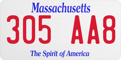 MA license plate 305AA8