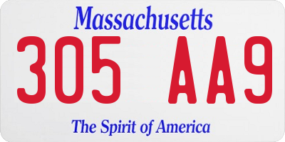 MA license plate 305AA9