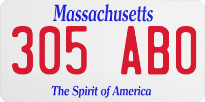 MA license plate 305AB0