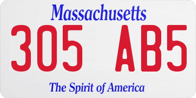 MA license plate 305AB5