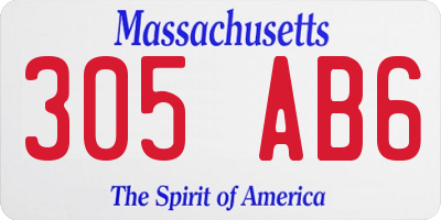 MA license plate 305AB6