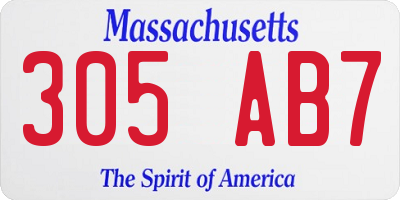 MA license plate 305AB7