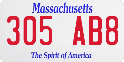 MA license plate 305AB8