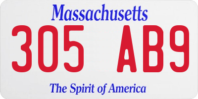MA license plate 305AB9