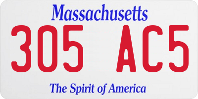 MA license plate 305AC5
