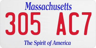 MA license plate 305AC7
