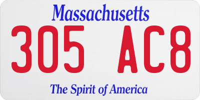 MA license plate 305AC8