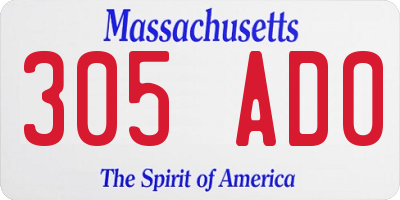 MA license plate 305AD0