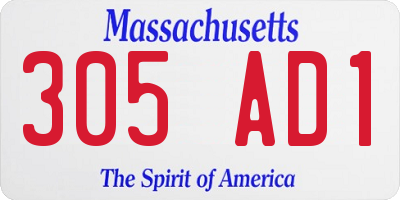 MA license plate 305AD1