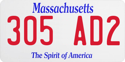 MA license plate 305AD2