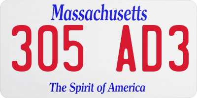MA license plate 305AD3