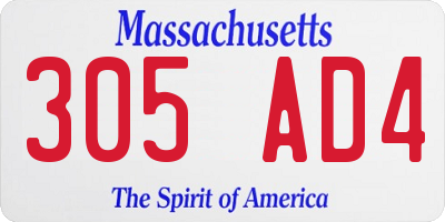 MA license plate 305AD4