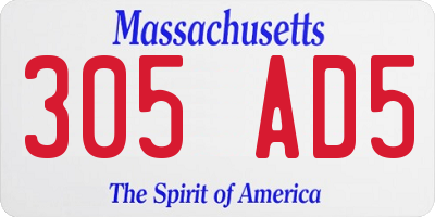MA license plate 305AD5