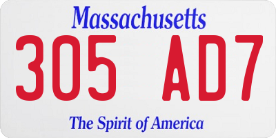MA license plate 305AD7