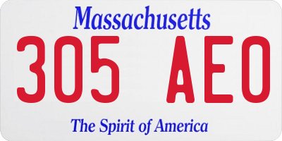 MA license plate 305AE0