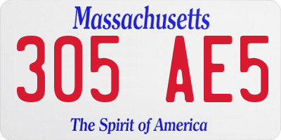 MA license plate 305AE5