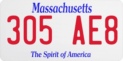 MA license plate 305AE8