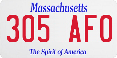 MA license plate 305AF0