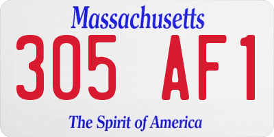 MA license plate 305AF1