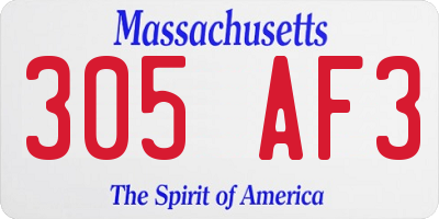 MA license plate 305AF3