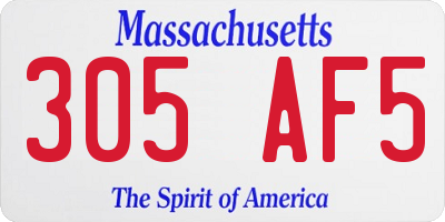 MA license plate 305AF5