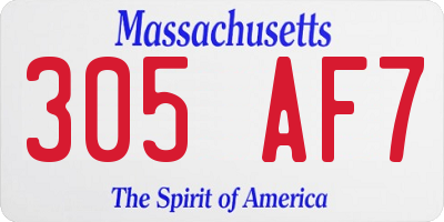 MA license plate 305AF7