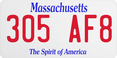 MA license plate 305AF8
