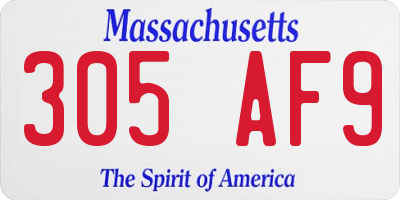 MA license plate 305AF9