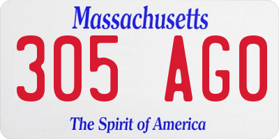 MA license plate 305AG0