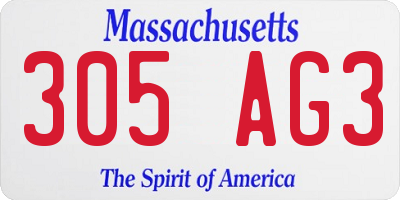 MA license plate 305AG3
