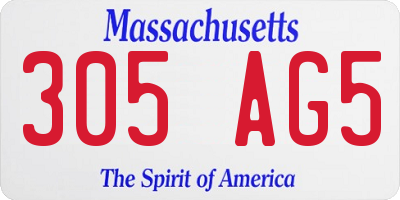 MA license plate 305AG5