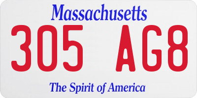 MA license plate 305AG8
