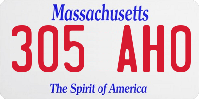 MA license plate 305AH0