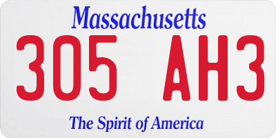 MA license plate 305AH3