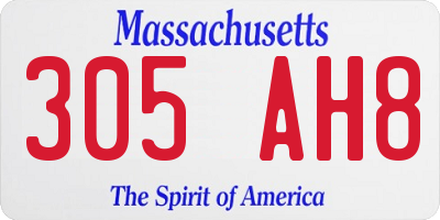 MA license plate 305AH8