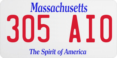 MA license plate 305AI0